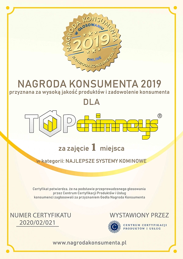 Najlepszy producent kominów ceramicznych TOP chimneys – nagroda 2019