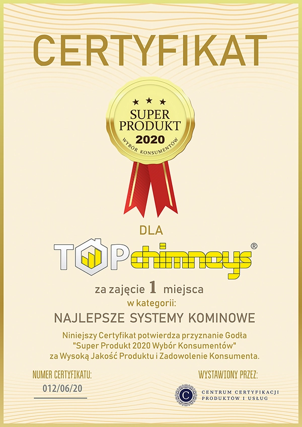Tanie kominy systemowe TOP chimneys – certyfikat z 2020 roku